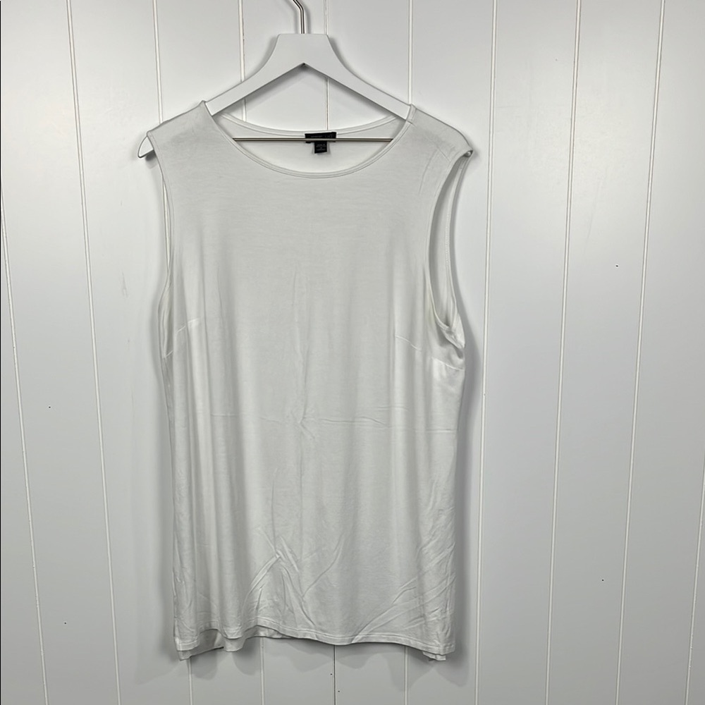 J. Jill Wearever Tunic/Tank 1X White Pullover Sleeveless Stretch 95% Rayon Basic